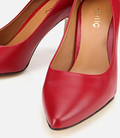 Kadın Deri Kırmızı Yüksek Topuklu Stiletto