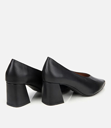 Kadın Deri Siyah Kalın Topuklu Ayakkabı