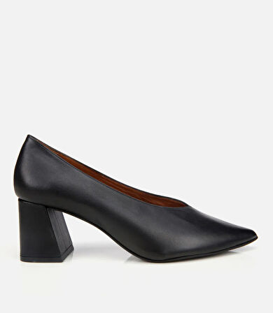 Kadın Deri Siyah Kalın Topuklu Ayakkabı