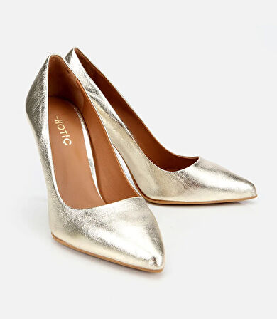 Kadın Deri Gold Yüksek Topuklu Stiletto