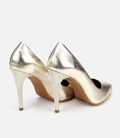 Kadın Deri Gold Yüksek Topuklu Stiletto