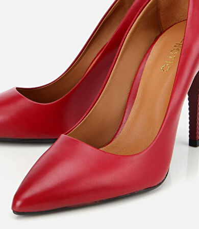 Kadın Deri Kırmızı Yüksek Topuklu Stiletto