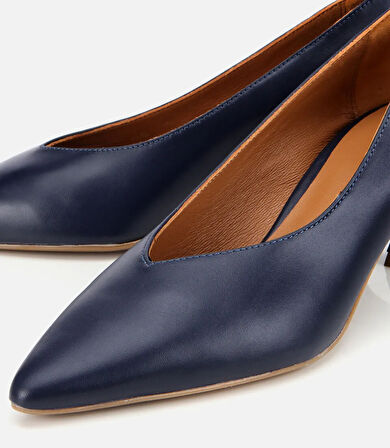 Kadın Deri Lacivert İnce Topuklu Stiletto