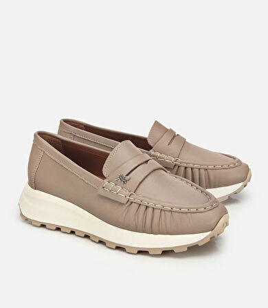 Kadın Deri Vizon Yumuşak Dokulu Günlük Loafer