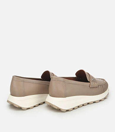 Kadın Deri Vizon Yumuşak Dokulu Günlük Loafer