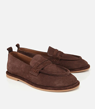 Kadın Deri Kahverengi Yumuşak Dokulu Günlük Loafer