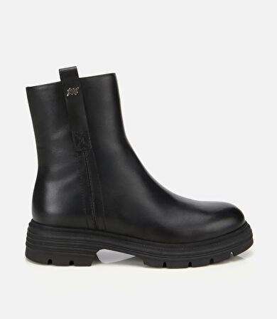 Kadın Deri Siyah Yumuşak Dokulu Bilekte Düz Bot