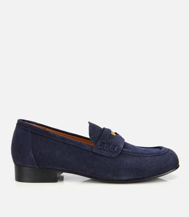 Kadın Süet Deri Lacivert Klasik Loafer