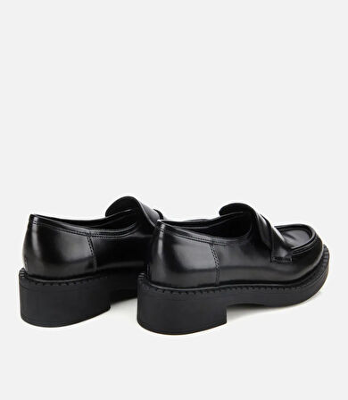 Kadın Açma Deri Siyah Günlük Loafer