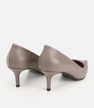 Kadın Deri Vizon İnce Kısa Topuklu Stiletto