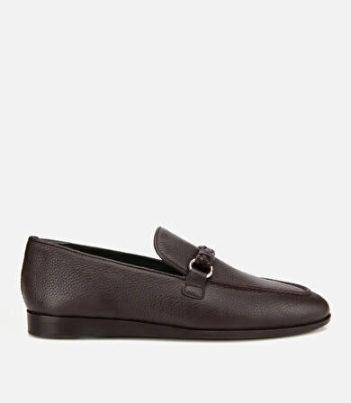Erkek Deri Kahverengi Toka Detaylı Klasik Loafer