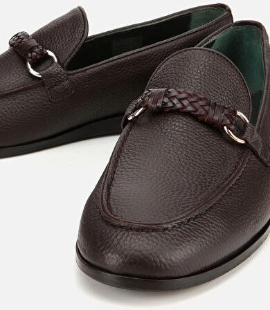 Erkek Deri Kahverengi Toka Detaylı Klasik Loafer