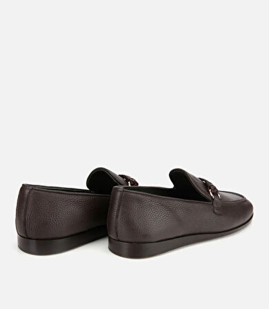 Erkek Deri Kahverengi Toka Detaylı Klasik Loafer