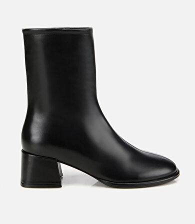 Kadın Deri Siyah Bilekte Topuklu Bot