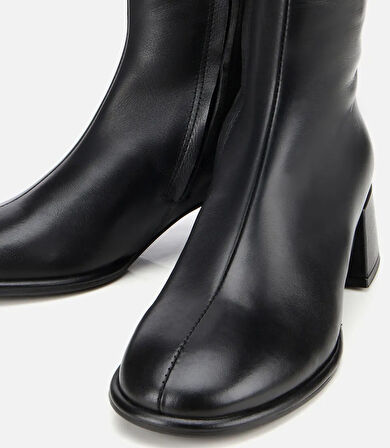 Kadın Deri Siyah Bilekte Topuklu Bot