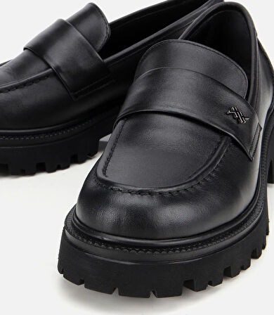 Kadın Deri Siyah Yumuşak Dokulu Günlük Loafer