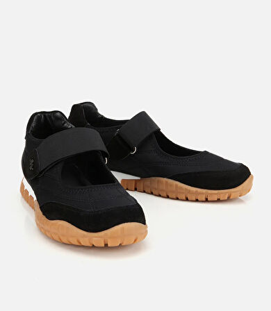 Kadın Süet Deri Siyah Rahat Tabanlı Comfort Ayakkabı