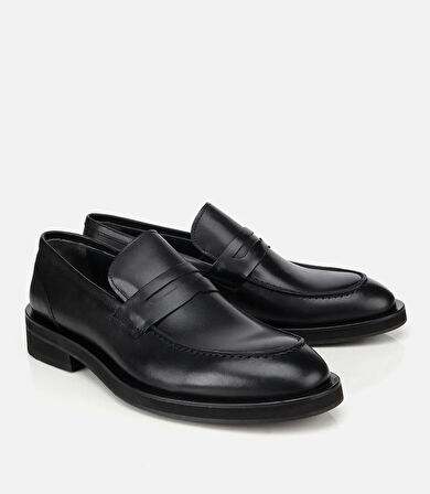 Erkek Deri Siyah Klasik Loafer Ayakkabı