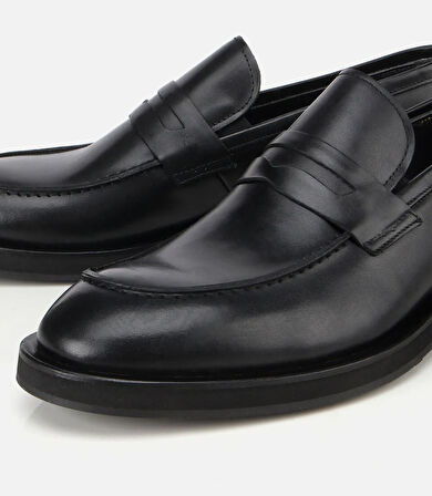 Erkek Deri Siyah Klasik Loafer Ayakkabı