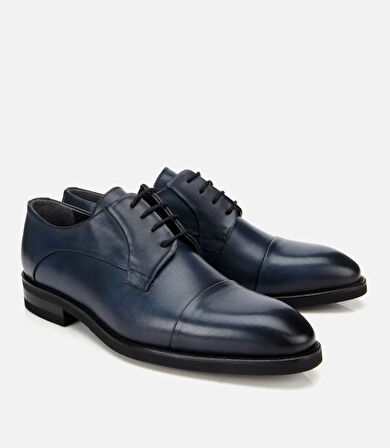 Erkek Deri Lacivert Bağcıklı Klasik Ayakkabı