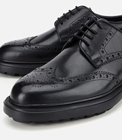 Erkek Deri Siyah  Rahat Klasik Ayakkabı