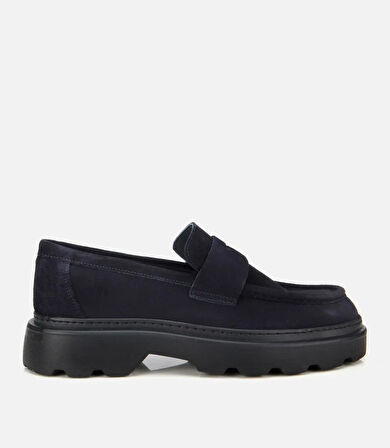 Erkek Süet Deri Lacivert Yumuşak Dokulu Kalın Tabanlı Günlük Loafer