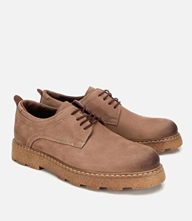 Erkek Nubuk Deri Bej Termo Taban Günlük Ayakkabı