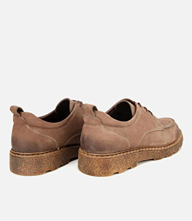 Erkek Nubuk Deri Bej Kalın Tabanlı Günlük Ayakkabı