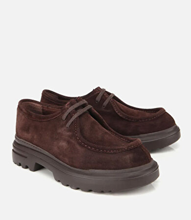 Erkek Süet Deri Kahverengi Yüksek Tabanlı Günlük Ayakkabı