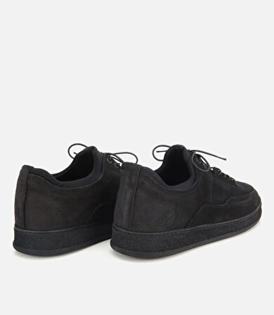 Erkek Nubuk Deri Siyah Rahat Tabanlı Spor Ayakkabı