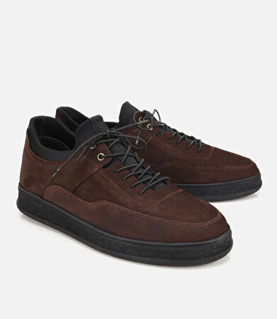 Erkek Nubuk Deri Kahverengi Rahat Tabanlı Comfort Spor Ayakkabı