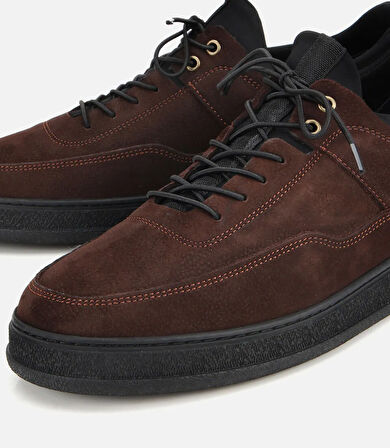 Erkek Nubuk Deri Kahverengi Rahat Tabanlı Comfort Spor Ayakkabı