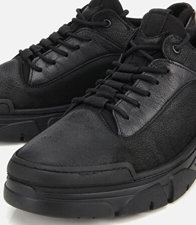 Erkek Nubuk Deri Siyah Comfort Spor Ayakkabı