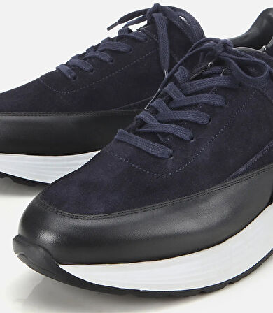 Erkek Süet Deri Lacivert Kalın Tabanlı Spor Ayakkabı