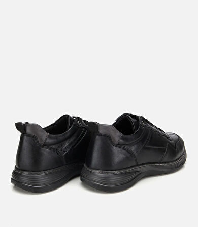 Erkek Deri Siyah Dikiş Detaylı Comfort Spor Ayakkabı