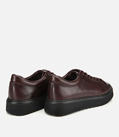 Erkek Deri Kahverengi Kalın Tabanlı Spor Ayakkabı