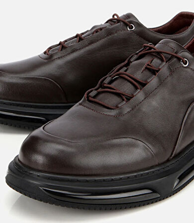 Erkek Deri Kahverengi Bağcık Detaylı Comfort Spor Ayakkabı