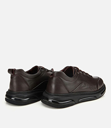 Erkek Deri Kahverengi Bağcık Detaylı Comfort Spor Ayakkabı