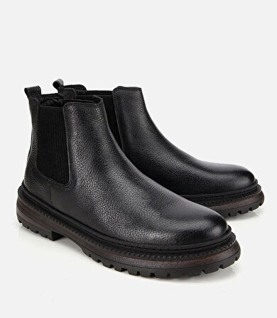 Erkek Deri Siyah Lastik Detaylı Chelsea Bot