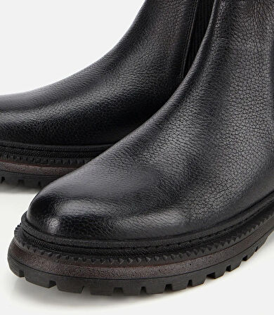 Erkek Deri Siyah Lastik Detaylı Chelsea Bot