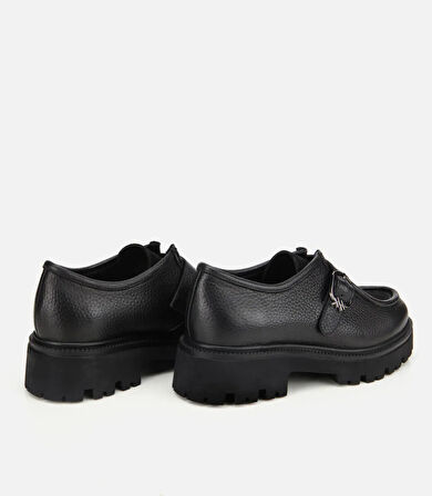 Kadın Süet Deri Siyah Toka Detaylı Yüksek Tabanlı Günlük Loafer