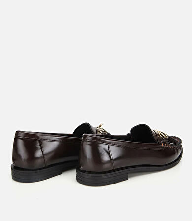 Kadın Rugan Kahverengi Püsküllü Klasik Loafer