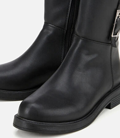 Kadın Siyah Tokalı Düz Çizme