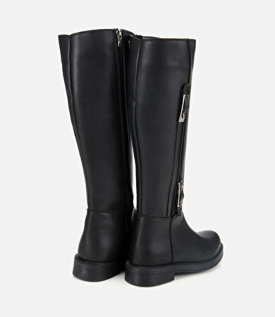 Kadın Siyah Tokalı Düz Çizme