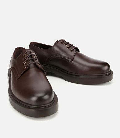 Erkek Deri Kahverengi Bağcıklı Günlük Ayakkabı