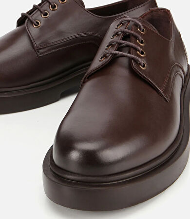 Erkek Deri Kahverengi Bağcıklı Günlük Ayakkabı