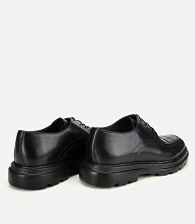 Erkek Kroko Deri Siyah Yüksek Tabanlı Klasik Ayakkabı