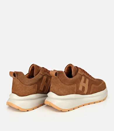 Kadın Süet Deri Taba Kalın Tabanlı Comfort Spor Ayakkabı