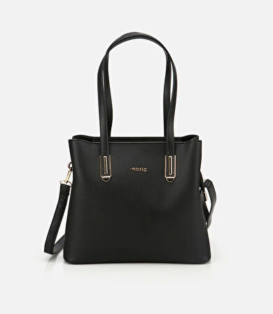 Kadın Siyah Gold Aksesuarlı Omuz Çantası