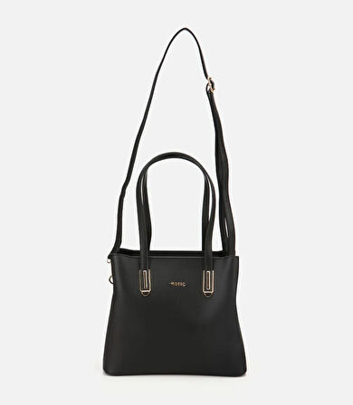 Kadın Siyah Gold Aksesuarlı Omuz Çantası